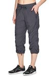 RBX Active Women's Stretch Woven Lightweight Body Skimming Drawstring Capri Pant Charcoal S21 L