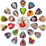 Guitar Picks 24 Pack Thin, Medium, Heavy Picks with Tin Box,Bass Guitar Pick Variety Pack,Guitar Pick for Acoustic Electric Guitar Bass Ukulele 0.46 0.71 0.96 1.20 mm (Set -6)