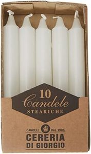 Cereria di Giorgio 407 - Velas esteáricas, de cera, color blanco, 1,8 x 1,8 x 15 cm, 10 unidades
