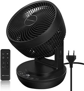 MYCARBON Leiser Ventilator mit Fernbedienung, 1800 m³/h, Turbo-Power-Timer, horizontale und vertikale Oszillation, 4 Geschwindigkeitsstufen, Turbo-Ventilator, für Büro, Schlafzimmer, 30 m², Schwarz