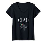 Womens Ciao Bella Italian I Love Italia Graphic V-Neck T-Shirt