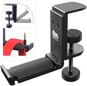6amLifestyle Foldable Headphone Stand Hanger Hook Under Desk with Cable Organizer Save Space Metal Headset Holder Clamp for Universal Wireless and Wired Headphones Gaming PC Headsets, 6A-1203BK
