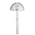 Awakingdemi Stainless Steel 180 Degree Protractor Angle Finder Rotary Measuring Ruler Silver