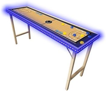 6-Foot Premium Shuffleboard Table w/LED Lights & Folding Legs - Basketball Edition