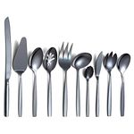 Berglander Black Serving Utensils 10 Pieces, Titanium Plating Serving Spoons, Included Cake Knife Cake Server Serving Forks Sugar Spoon Salad Spoon Forks Butter Knife Gravy Ladle ect.