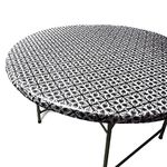 TopTableCloth Fits Tables up to 55" to 60" Inch Round Tablecloth Elastic Black Patterned Large Round TableCover Wedding Plastic Vinyl Fitted Table Cloth Flannel Backing Holidays Xmas Outdoor Party