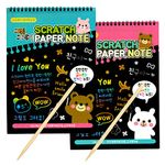 SpiderJuice 2 Books 20 Pages(10x2) Big Size Creative Unique Rainbow Magic Colorful Mandala Art Craft Drawing Scribble Fun Activity Black Scratch Paper Note Book Edu Toys Kids Adults Birthday Return Gifts Restaurant Hotel Cafe Memo Menu Pad with Bamboo Stick