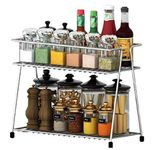 Zepdos® Stainless Steel 2-Tier Kitchen Rack, Rack and Organizer, Spice Rack for Kitchen, Container Rack, Utensils Dishes Spices Jar holder, Masala Box Stand (2 Layer Spice Rack)