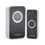LLOYTRON MIP System 3 Doorbell Kit - USB Rechargeable Portable Chime Receiver and Battery Operated Bell Push - 175m Wireless Range / 32 Melodies / Easy Set-up / Volume Control - Black - B7032BK