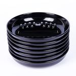 BESUPERT 7Pcs Ashtray Sets, Ash Tray for Cigarettes and Cigar, Round Black Large Size Plastic Ashtrays, for Indoor Outdoor Home Office Patio Restaurant Bar Hotel Use (Set of 7)