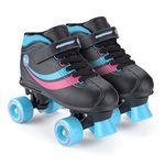 Osprey Disco Quad Roller Skates for Adults and Kids, Retro Roller Boots with ABEC 7 Bearings, UK ADULT 2/EU 34, Black