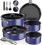 DUXANO Ceramic Pots and Pans Set Non Stick, 2026 Upgraded Hybrid Frypan, 1.5&2 QT Saucepans with Lid, Oil-less Cooking, PFAS Free Non Toxic, Induction Ready,Oven&Dishwasher Safe,Removable Handle,12PC