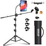 GaoDing Microphone Boom Stand, mic Stand,Microphone Floor Stand with Boom Arm Adjustable Gooseneck,Collapsible Tripod Mic Stand,Support Mic Clip Tablet Phone Holder Any Combination