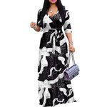 FANDEE Maxi Dress for Women Plus Size Maxi Dress - Casual Summer Sundress V-Neck 3/4 Sleeve, 2-drift Sand, M