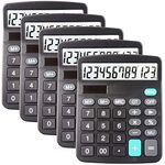 5 Pack Calculators Large Display for Desk, Solar Calculator, Basic 12 Digit Big Button Office Calculator(Black)(AA Battery Included)