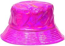 SoJourner Bags Hot Pink Holographic Bucket Hat for Women & Men - Cute Bucket Hats - Festival Halloween Hat - Adjustable, Comfortable and 50+ SPF Protection Rave Accessories for Adults, Teens and Kids