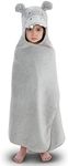 TBEZY Hooded Towel for Kids 100% Cotton Ultra Soft with Unique Animal Design Large for Infants 3-10 Years (Hippo)