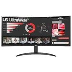 LG UltraWide Curved Monitor 34WR50QC, 34 inch, 1440p, 100Hz, 5ms GtG, VA Display, HDR 10, AMD FreeSync compatible, Smart Energy Saving, Displayport, HDMI