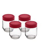 Cuisipro Leak-Proof Glass Jars (Set of 4), 6 oz, Red (747361)