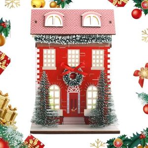 HGYBHO Decorazioni luminose per interni, capanna natalizia in legno, decorazioni natalizie da tavolo per la casa