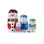 Yoption 5Pcs Russian Matryoshka Dolls Handmade Wooden Snowman Nesting Dolls Set for Kids Christmas Birthday Toy Gift (Snowman)