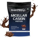 NAKPRO 100% Micellar Casein Protein Supplement |24g Protein, 9.5g EAAs, 4.63g BCAAs| Slow Absorbing Micellar Casein Protein Powder (Double Rich Chocolate, 1 Kg)