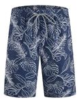 APTRO Men's Swimming Shorts Swim Trunks Board Shorts Quick Dry Summer Beach Shorts Leaves Blue MK316 S