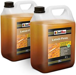 Isolbau Vernis à l’huile de lin doublement cuite 10 l - protection et entretien du bois - Couleur naturelle - Sans résine