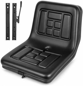 Universal Tractor Seat - Adjustable PVC Leather, High Back Replacement for Tractors, Forklifts, Riding Mowers - Ergonomic Design, High Compatibility, Black