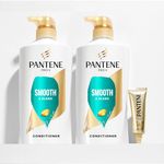 PANTENE PRO-V Smooth & Sleek Conditioner, 1.49 L Total (2 Packs of 745 mL) and 15 mL Intense Rescue Shot Treatment for dry hair