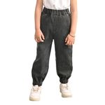 superminis Girl's Stretchable Denim Pants with Elastic Closure (6-7 Years, Black)