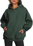 Trendy Queen Womens Oversized Hoodies Fleece Sweatshirts Long Sleeve Sweaters Pullover Fall Outfits Winter Clothes Forest Green XL