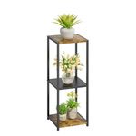 JC-Houser 3 Tier Tall Plant Stands Indoor, 31 Inch Metal Wood Corner Plant Stand for Indoor Plants, Square Flower Pot Holder Shelf Display Rack for Balcony Garden Patio Living Room(Rustic Brown)