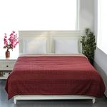 Pluchi Lucien Cotton Knitted Double Bed Dohar/Quilt Blankets (Maroon & Pale Pink)(230 cm x 254 cm)