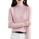 MIOKUKO Cashmere Sweaters for Women, Cashmere Long Sleeve Crew Neck Soft Warm Pullover Knit Jumpers (G,S)