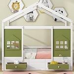 Kids Twin Playhouse Bed with 2 Stor