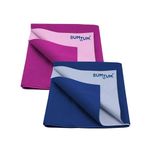 Bumtum Baby Dry Sheet Waterproof Soft Fleece Baby Bed Protector | Anti - Bacterial & Odour Free | Extra Absorbant, Reuseable & Washable (Grape + Royal Blue Combo, Medium Size, 100 * 70cm, Pack of 2)