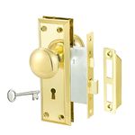 newliplace Mortise Lock Set for Interior Door, Antique Door Knobs Gold Door Knob with Lock and Key, Vintage Mortise Keyed Lock Set