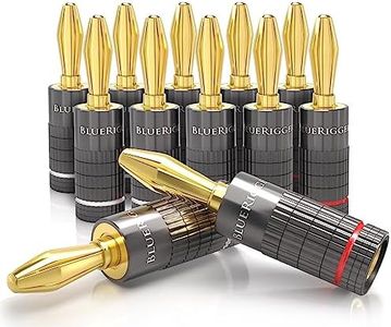 BlueRigger Banana Plugs 6 Pairs / 12 pcs (Closed Dual Screw) - 4 Pack Gold Plated Speaker Plugs Connector for Speaker Wire, Amplifier, Receiver, Banana Wall Plate, Home Theater