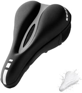 Gel Bike Seat Cushion Thick Memory Foam & Gel,Breathable Fabric Soft Bike Seat Cover for Peloton Bike, Stationary, Exercise, Electric, Road & Mountain Bikes - Women & Men