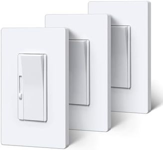 [3 Pack] BESTTEN Super Slim Digital Dimmable Light Switch, Max 300W LED, CFL, 600W Incandescent, Quiet Rocker, Single Pole or 3 Way Dimmer Switch, Srewless Wallplate Included, cETL Listed, White