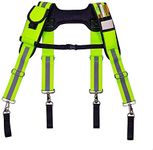 Padded Tool Belt Suspenders/Reflective Suspenders Work Suspenders for Carpenter Electrician Work Suspension Rig-Includes Remove Phone Holder Tape Holder Tool Pouch Holder, Adjustable Straps, Suspenders Loop Attachments