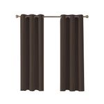 Home In Style 4U Blackout Thermal Insulated Window Curtains for living room 2 Panels Dark Brown 66" width x 72" drop Ring Top Eyelet Curtain with Tie Backs