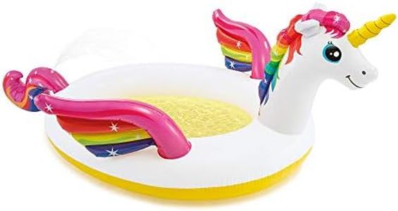 Intex 57441EP 107" L x 76" W x 41" H Above Ground Inflatable Mystic Unicorn Spray Kiddie Pool with Garden Hose Spray Spout