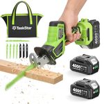 Cordless Reciprocating Saw 21V: One-Handed Reciprocating Saw with 0-3500 RPM Brushless Motor, 2 x 4.0Ah Batteries, 8 Quick-Change Blades, LED Light, Perfect for Wood PVC Metal Cutting
