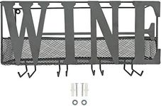 Southern Homewares WINE Bottle Rack Shelf Wine Glass Rack Shabby Chic Accent Piece Vintage Decor Kitchen Bar Wine Display, ‎SH-10228