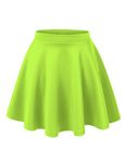 Made By Johnny Women's Basic Versatile Stretchy Flared Casual Mini Skater Skirt XS-3XL Plus Size, Wb211_neon_lime, 3X-Large