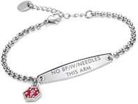 LinnaLove-Pre-engraved Simple Rolo chain Medical alert bracelet for Women-NO BP/IV/NEEDLES THIS ARM