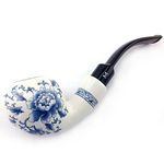 MUXIANG Ceramic Tobacco Pipe Tube with Bent Acrlyic Stem Mouthpiece 9 mm Paper Filters Pipe Screen Filter Pipe Cleaners Brush Bag Stand Rack Scraper Knife AN0001