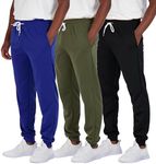 3 Pack Mens Men Big & Tall King French Terry Joggers Tech Fleece Active Sweatpants Sports Athletic Workout Training Jogger Men's Track Gym Pants Casual Quick Pockets Elastic Bottoms - Set 3, 4X